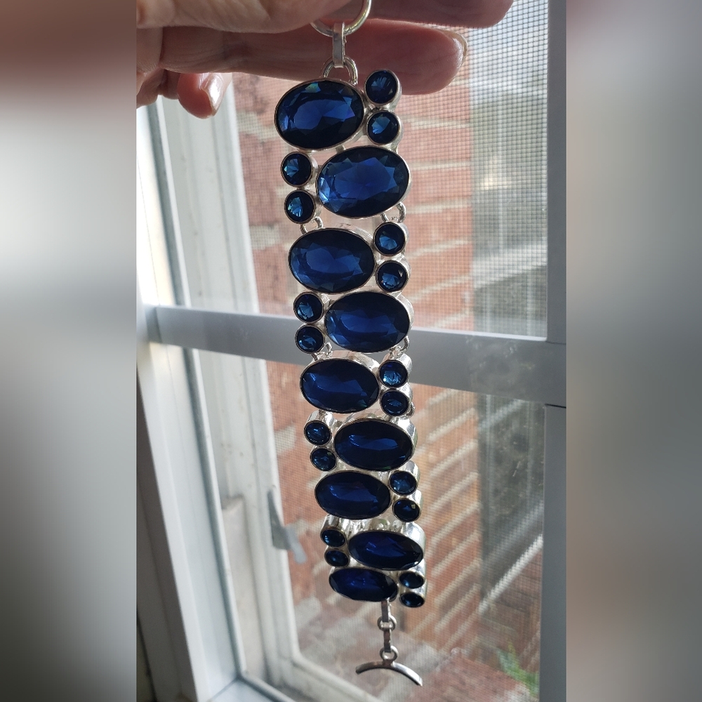 Sapphire & Sterling Bracelet-New, Huge Gemstones, Handmade by Artisans-Knockout! - Picture 9 of 16